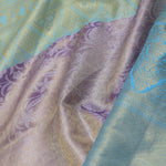 Purple Kanjivaram Saree With Contrast Sky Blue Border