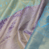 Purple Kanjivaram Saree With Contrast Sky Blue Border