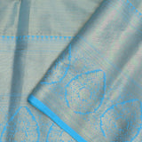 Purple Kanjivaram Saree With Contrast Sky Blue Border