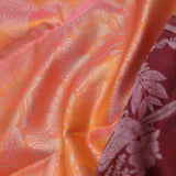 Peach Kanjivaram Saree With Contrast Maroon Border