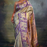 Jalli Kanjivaram Silk Saree In Blue Gold