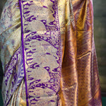 Jalli Kanjivaram Silk Saree In Blue Gold
