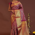 Burgundy Kanjivaram Saree With Gold Zari Border