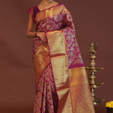 Burgundy Kanjivaram Saree With Gold Zari Border