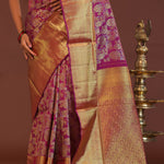 Burgundy Kanjivaram Saree With Gold Zari Border