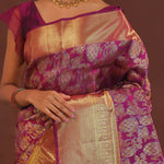 Burgundy Kanjivaram Saree With Gold Zari Border