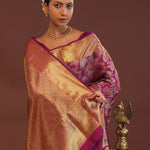 Burgundy Kanjivaram Saree With Gold Zari Border