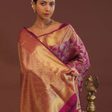 Burgundy Kanjivaram Saree With Gold Zari Border