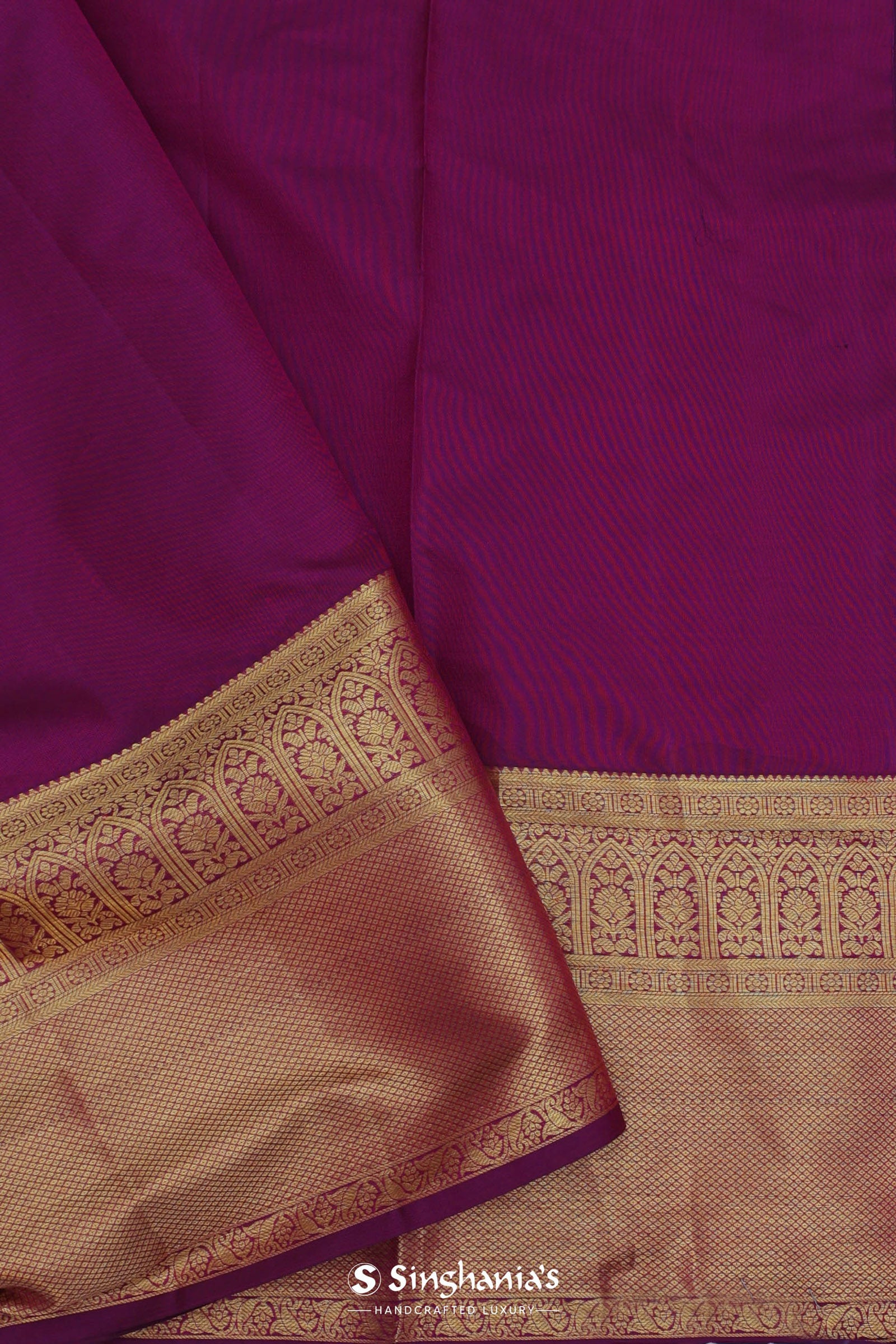 Burgundy Kanjivaram Saree With Gold Zari Border