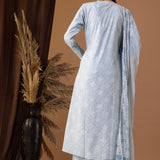 Blue Khadi Printed Cotton Cambric Kurta Set