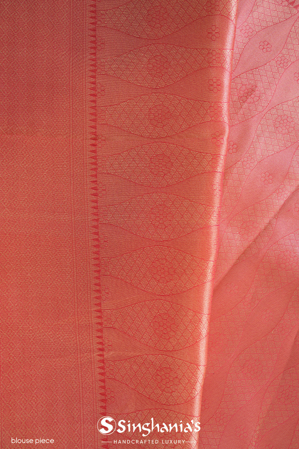 Coral Pink Jaal Organza Banarasi Saree