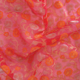 Coral Pink Jaal Organza Banarasi Saree