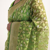 Jangla Organza Banarasi Saree In May Green