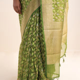 Jangla Organza Banarasi Saree In May Green