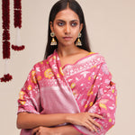 Blush Pink Jangla Banarasi Tussar Saree