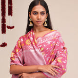 Blush Pink Jangla Banarasi Tussar Saree