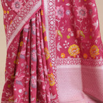 Blush Pink Jangla Banarasi Tussar Saree