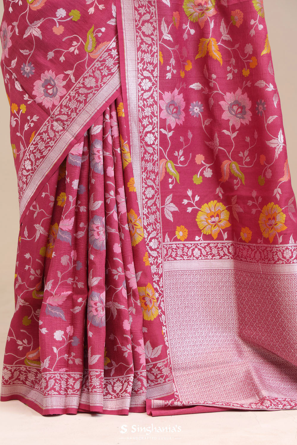 Blush Pink Jangla Banarasi Tussar Saree