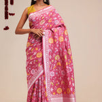 Blush Pink Jangla Banarasi Tussar Saree