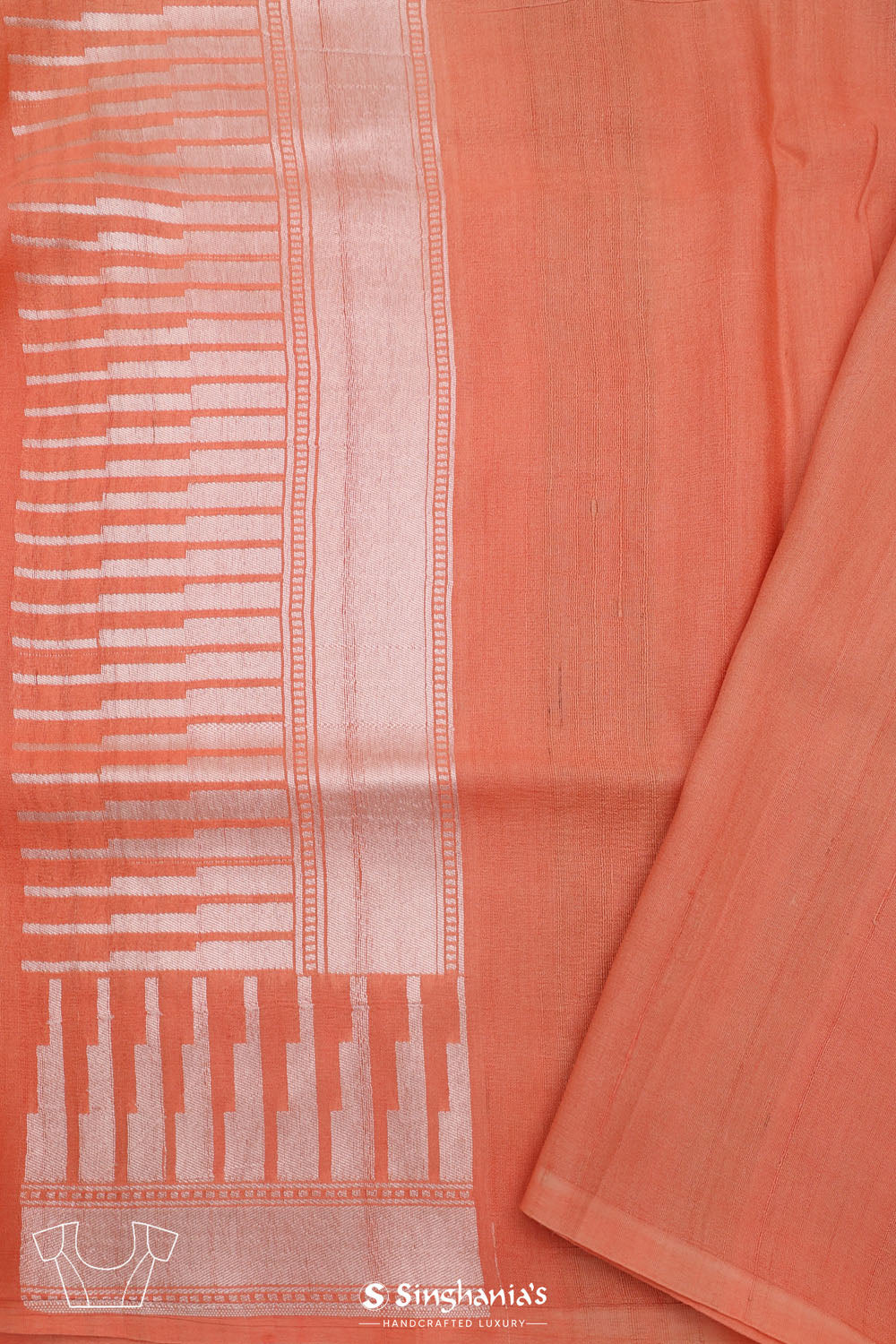 Peach Pink Jangla Banarasi Tussar Saree