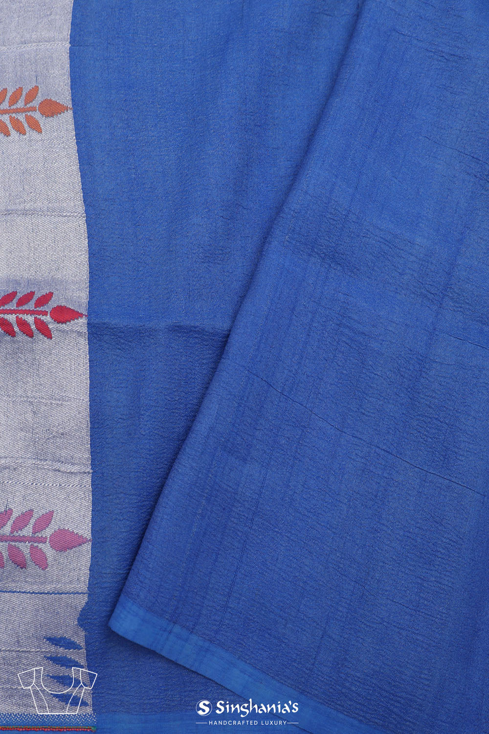 Berry Blue Banarasi Tussar Saree With Floral Design