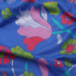 Berry Blue Banarasi Tussar Saree With Floral Design