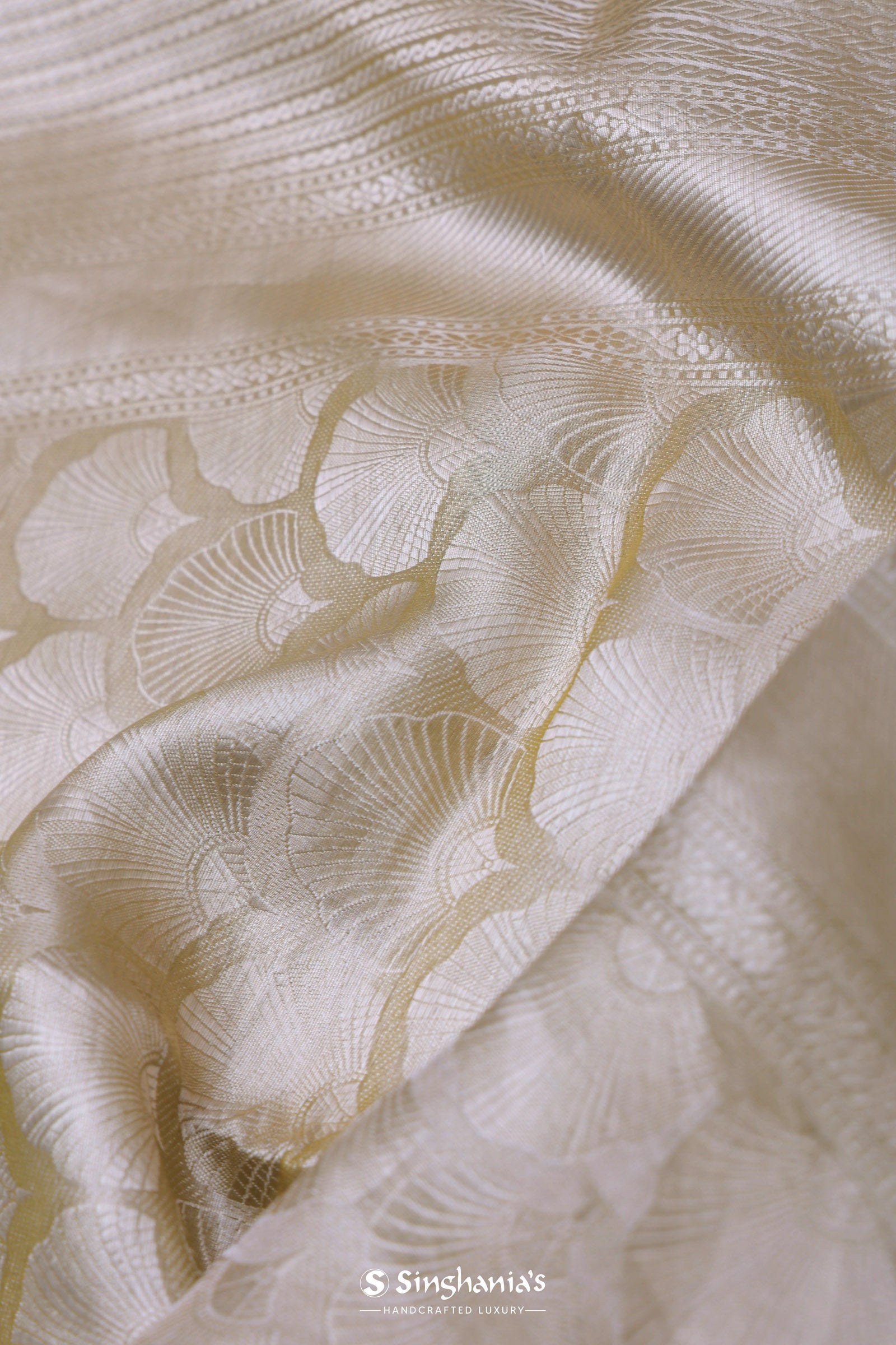 Fawn Yellow Tiissue Organza Banarasi Saree With Gold Zari Work