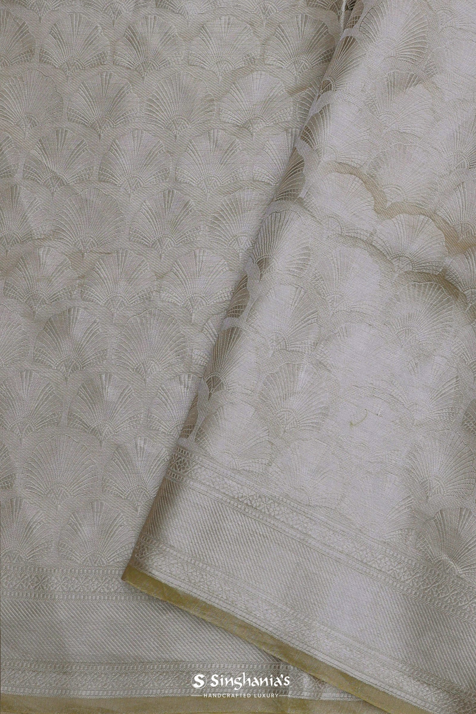 Fawn Yellow Tiissue Organza Banarasi Saree With Gold Zari Work