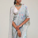 Pale Blue Crafted Jaal Tissue Saree