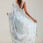Pale Blue Crafted Jaal Tissue Saree