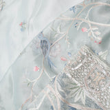 Pale Blue Crafted Jaal Tissue Saree