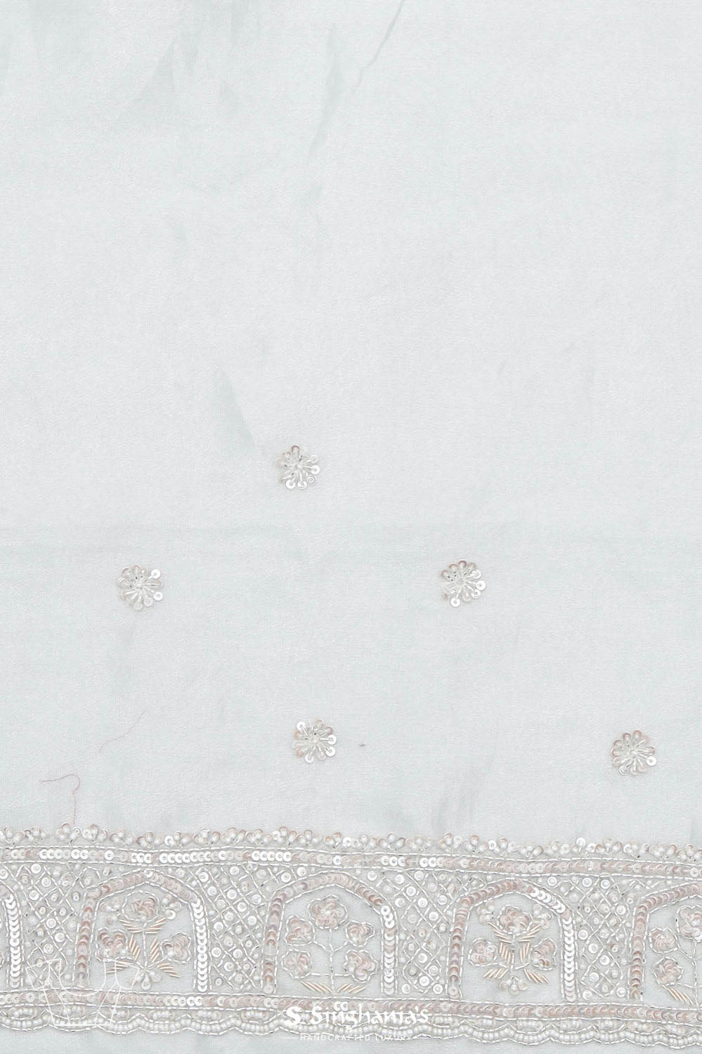 Pale Blue Crafted Jaal Tissue Saree