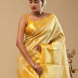 Luxor Gold Kanjivaram Tissue Saree With Jaal