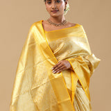 Luxor Gold Kanjivaram Tissue Saree With Jaal