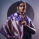 Picotee Blue Banarasi Garden Saree