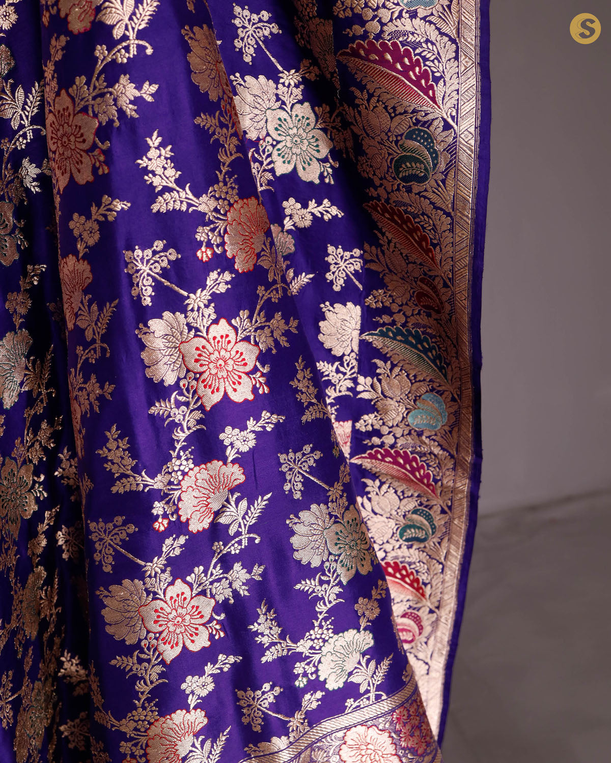 Picotee Blue Banarasi Garden Saree