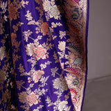 Picotee Blue Banarasi Garden Saree