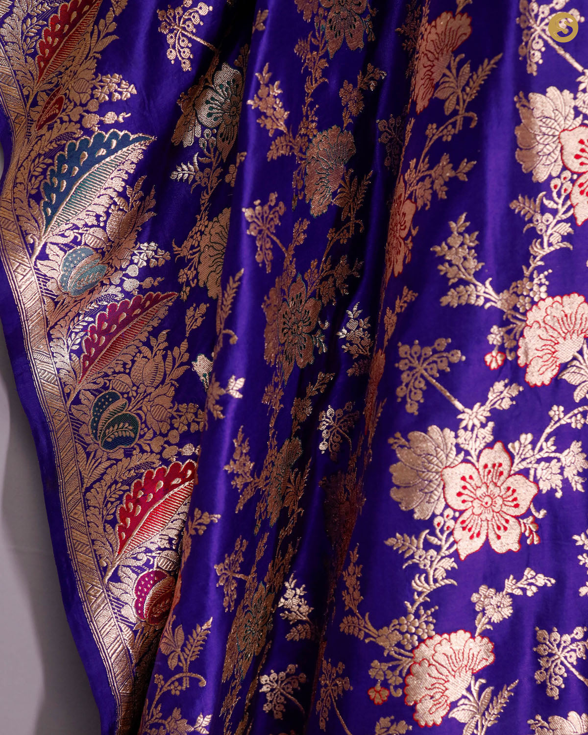 Picotee Blue Banarasi Garden Saree