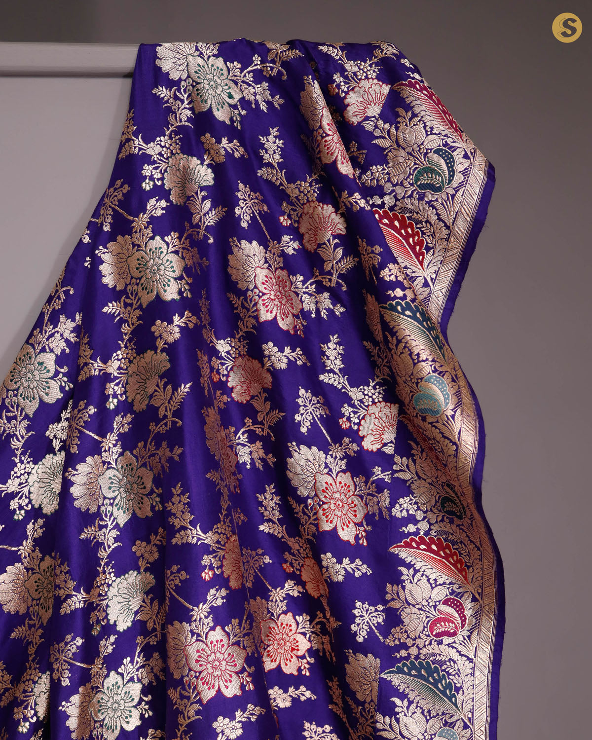 Picotee Blue Banarasi Garden Saree