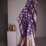 Picotee Blue Banarasi Garden Saree