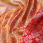 Orange Kanjivaram Tissue Saree With Contrast Red Border