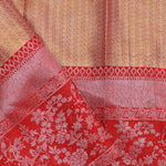 Orange Kanjivaram Tissue Saree With Contrast Red Border