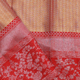 Orange Kanjivaram Tissue Saree With Contrast Red Border