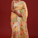 Desert Sand Crafted Organza Saree