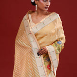 Desert Sand Crafted Organza Saree