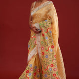 Desert Sand Crafted Organza Saree