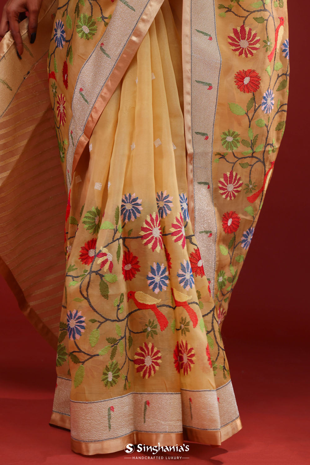 Desert Sand Crafted Organza Saree