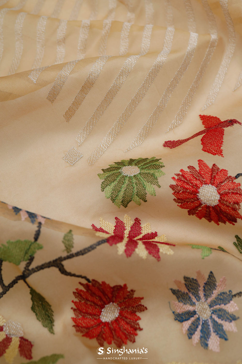 Desert Sand Crafted Organza Saree