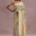 Soft Pistachio Banarasi Mashru Silk Saree