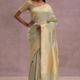 Soft Pistachio Banarasi Mashru Silk Saree